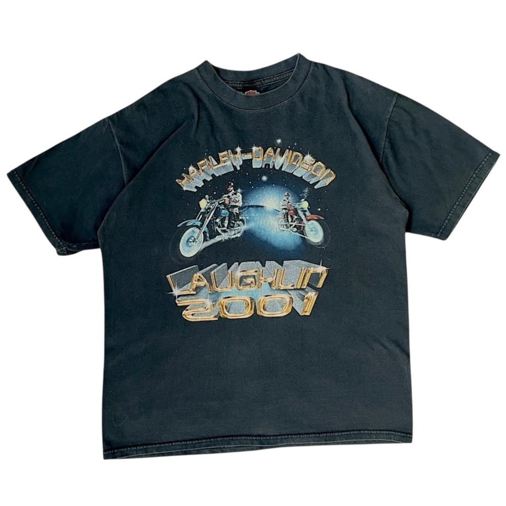Vintage Harley Davidson Black 'Laughlin 2001' Graphic Tee